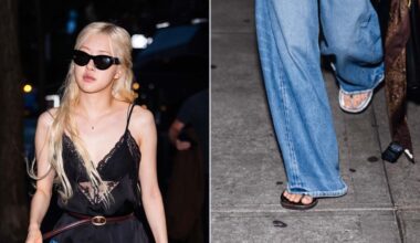 Rosé of Blackpink in flip-flops while out in New York City on Friday evening.
