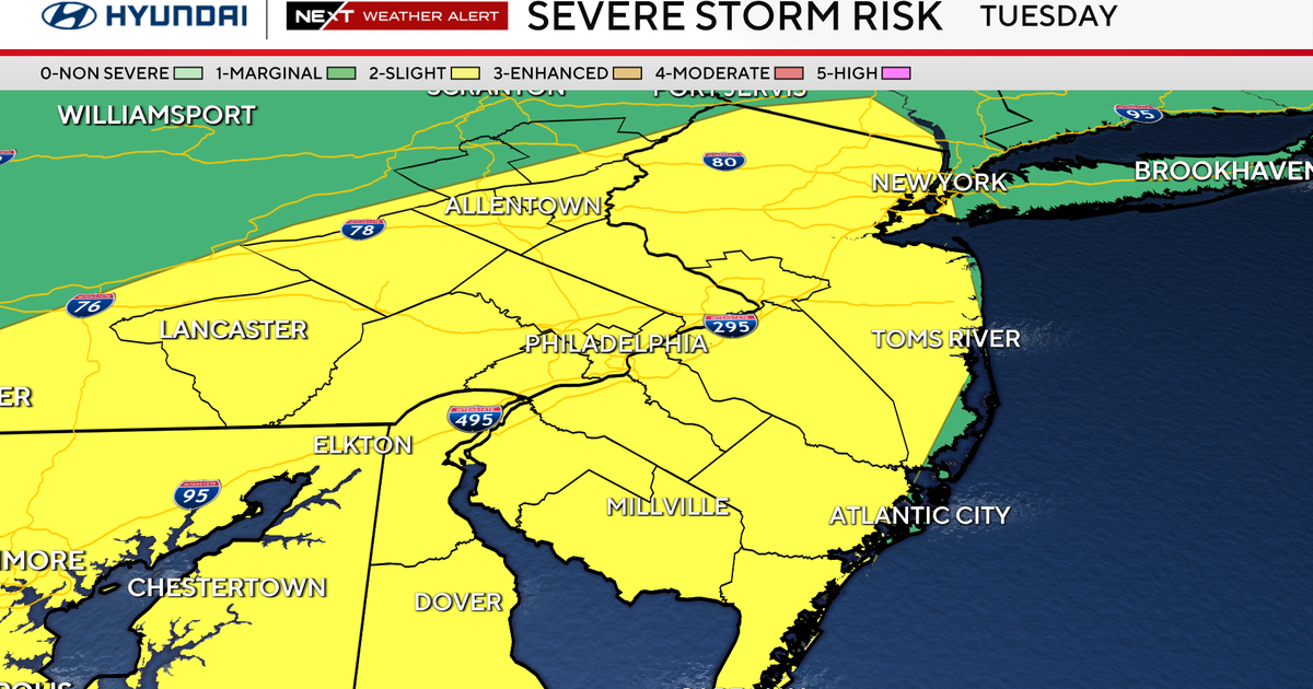 Severe storms Tuesday in Philadelphia region to bring heavy rain, gusty winds. Here's the weather forecast.