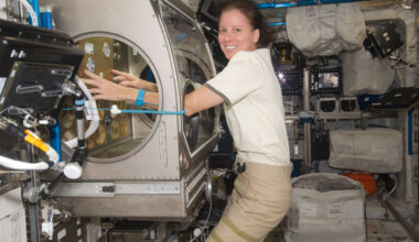 Astronaut on International Space Station working on science experiments
