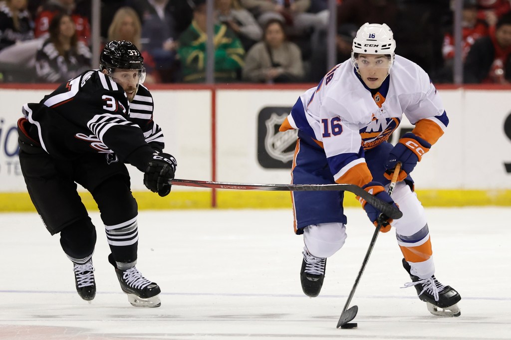 Marc Gatcomb (16) will earn his full NHL salary from the Islanders even if he's in the AHL next season.