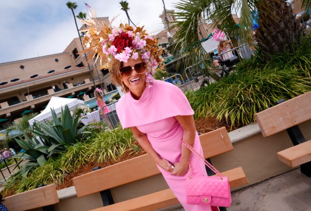 Aimee Fuller of Poway attended the opening day at the Del Mar Racetrack for the 31st annual Opening Day Hats Contest. (Nelvin C. Cepeda / The San Diego Union-Tribune)