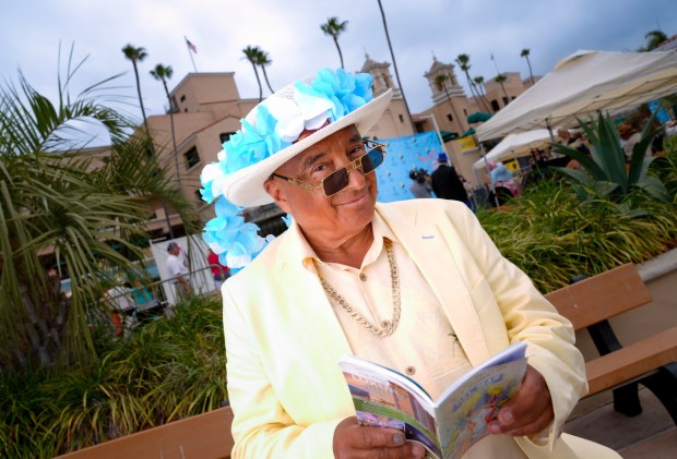 Mario Flores of Oceanside was among those wearing beautiful hats on opening day at the Del Mar Racetrack. (Nelvin C. Cepeda / The San Diego Union-Tribune)