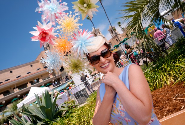 At the 31st annual Opening Day Hats contest, Lily Martindale of Del Mar was among the gentlemen and ladies who participated in the annual opening day contest at the Del Mar Racetrack. (Nelvin C. Cepeda / The San Diego Union-Tribune)