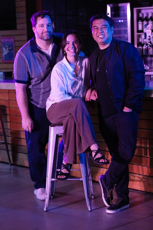 The creative team for Blindspot Collective's world premiere musical "Karaoke Dreams," from left, director Blake McCarty, choreographer Micah Parra and music director Lyndon Pugeda. (Joe Kao)