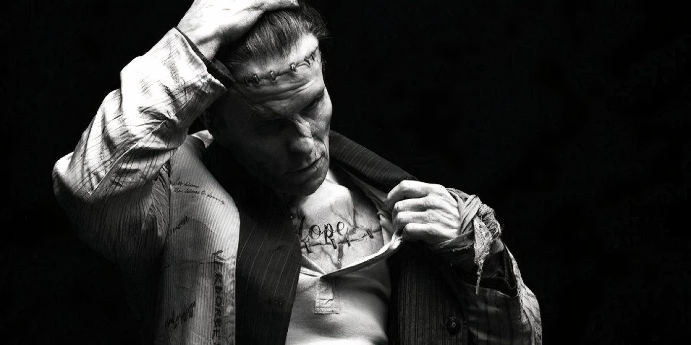 Christian Bale as Frankenstein's Monster in The Bride! 2025 early release photo