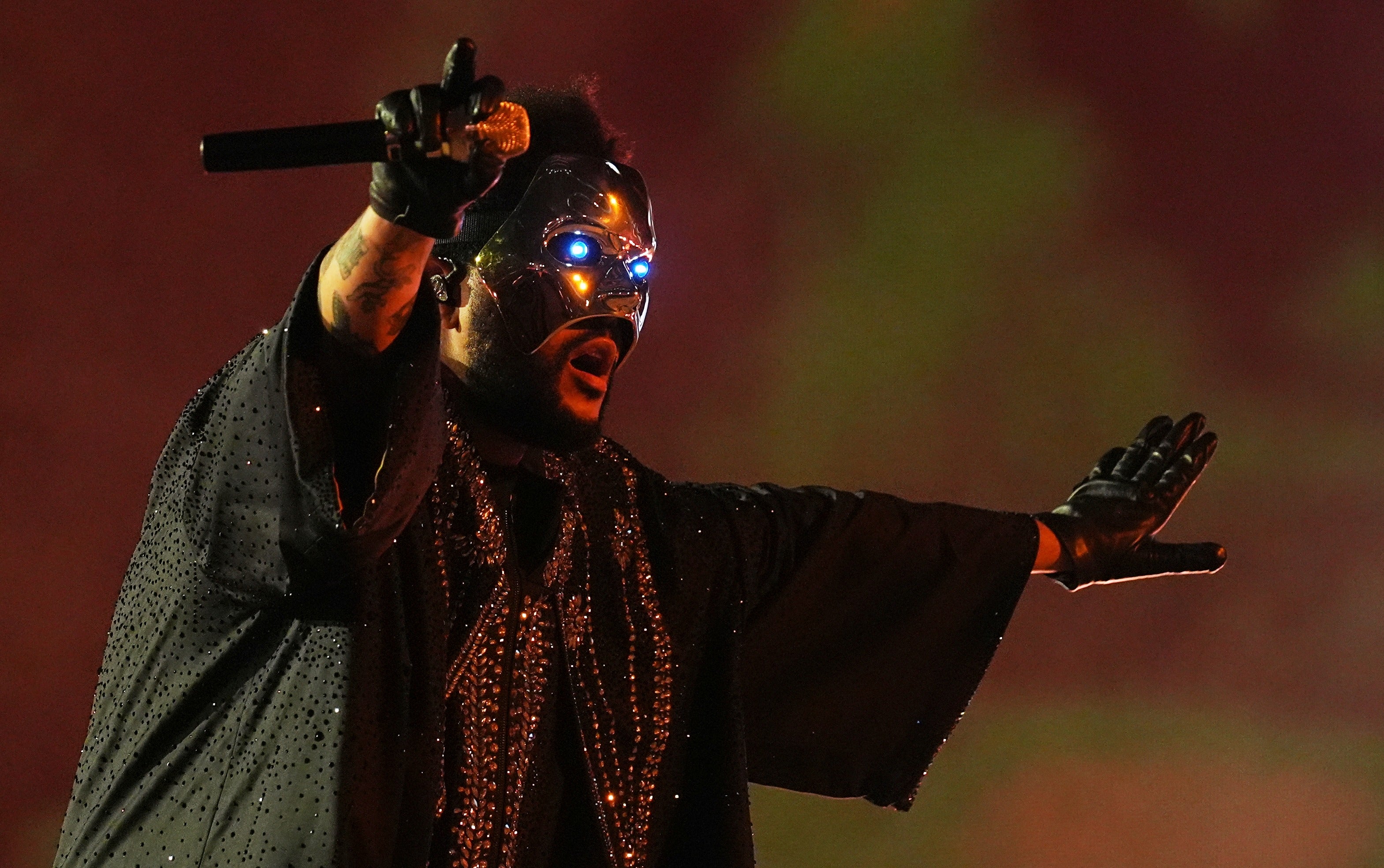 The Weeknd performing
