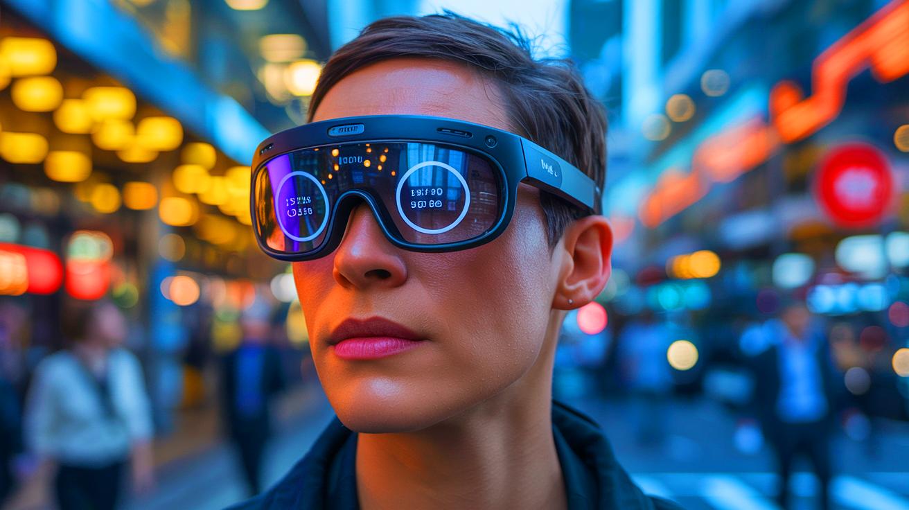 Illustration of Meta's vision for replacing smartphones with smart glasses and augmented reality devices, generated by artificial intelligence.