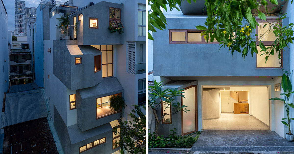'titi’s house' fills a narrow plot in vietnam with stacked volumes