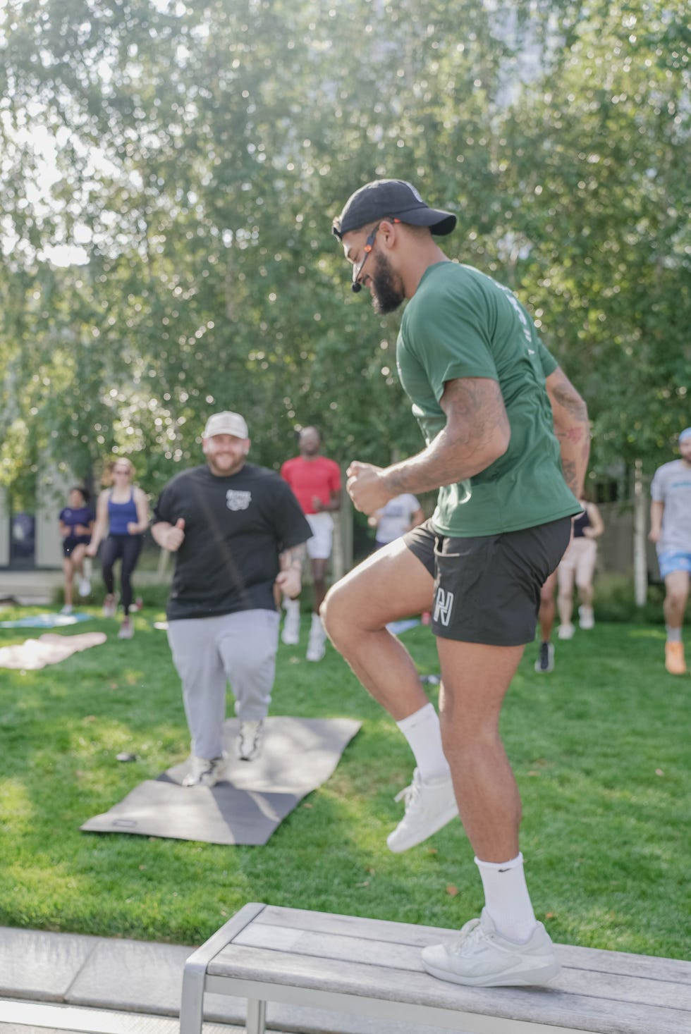 tj attending michaels fitness class