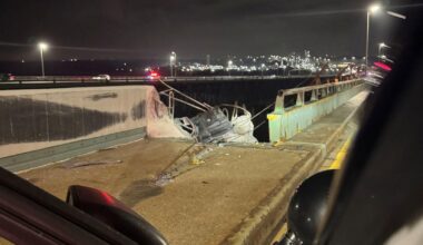 Tractor-trailer cab drives off Delaware Memorial Bridge, water searches underway in Delaware River