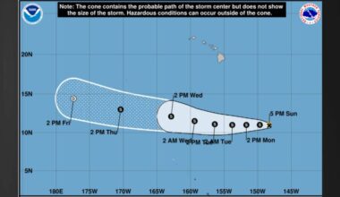 Depression strengthens to tropical storm southeast of Hawaiian Islands : Big Island Now