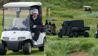 New armored 'Golf Force One' debuts during Trump's Scotland golf outing