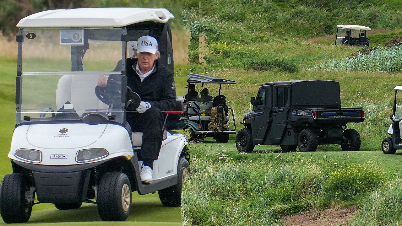 New armored 'Golf Force One' debuts during Trump's Scotland golf outing