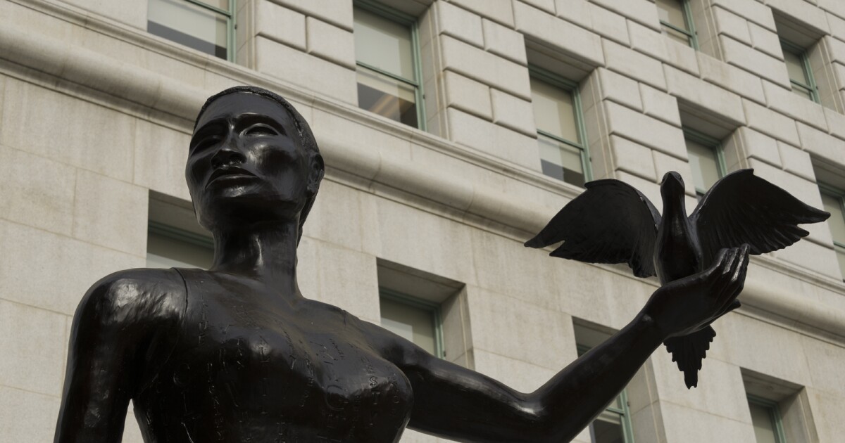The story behind the Lady Justice sculpture in downtown LA