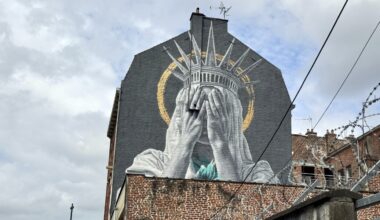 A new mural in France shows the Statue of Liberty covering her eyes