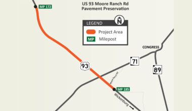 A pavement improvement project is underway along US 93 northwest of the Valley....