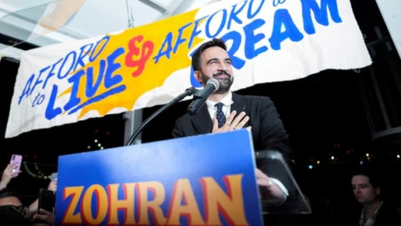 Zohran Mamdani gestures as he speaks during a watch party for his primary election, in New York City. Photo: REUTERS
