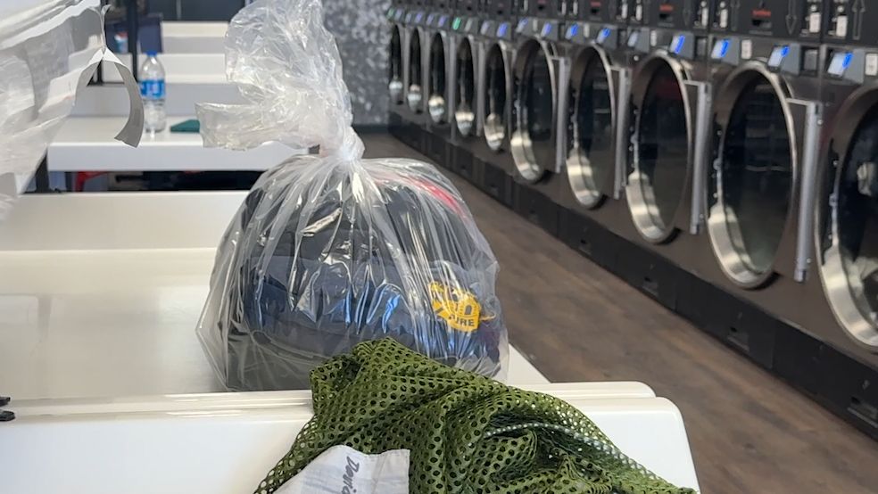 First responders uniform ready for delivery at Metro Wash in Boerne. (Spectrum News 1/Amber Hughes)