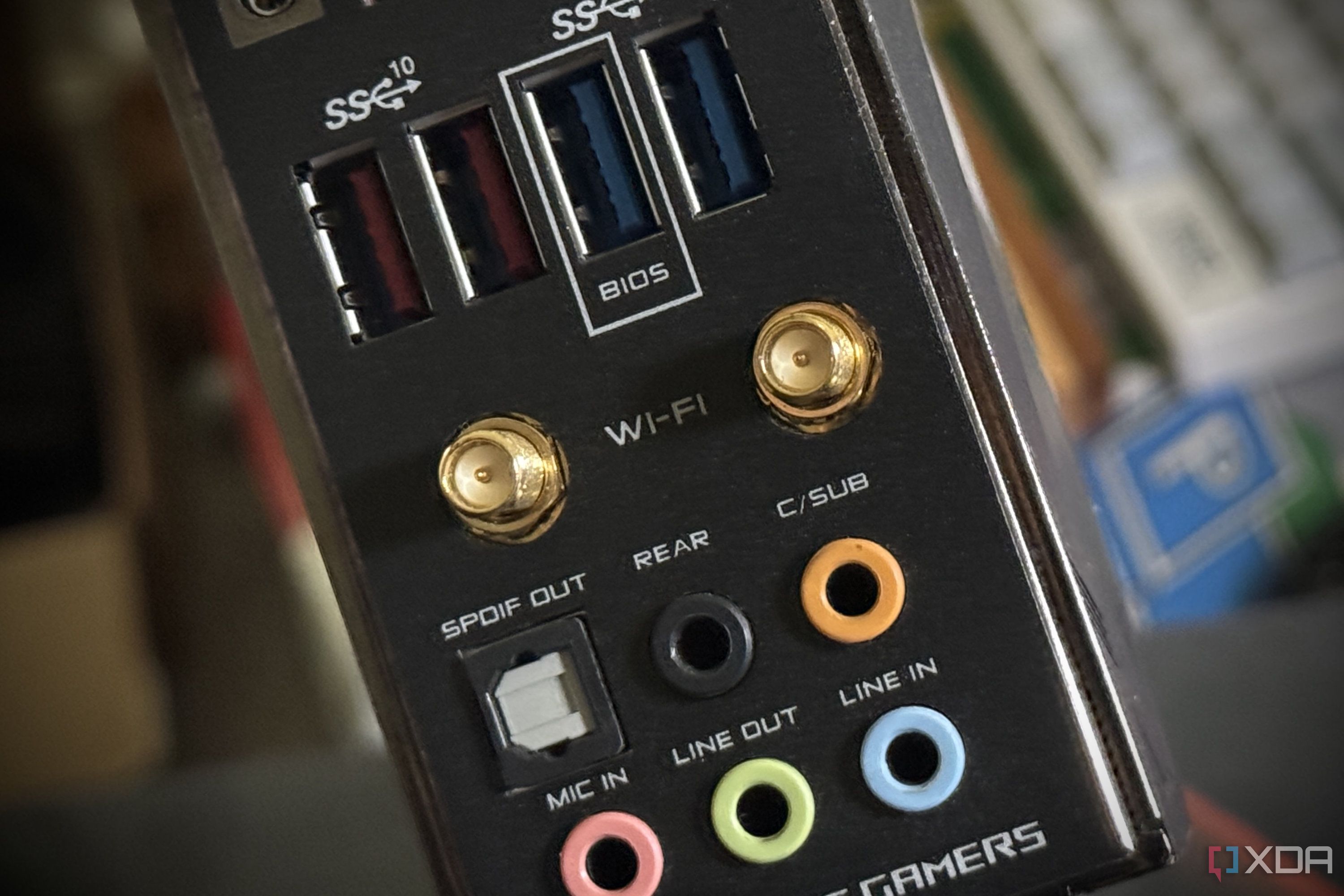 motherboard io shield showing the wi-fi connectors