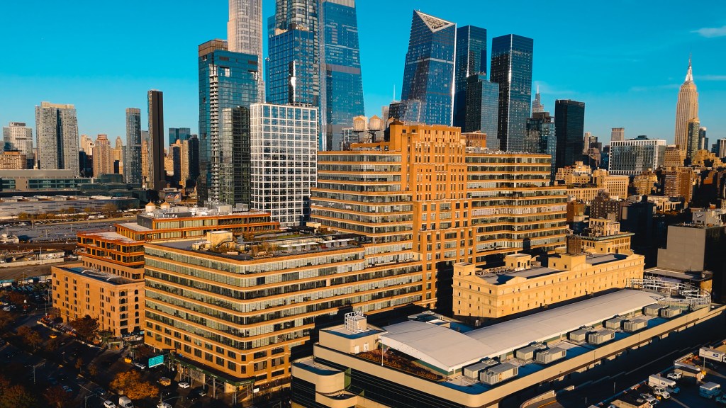 Aerial view of the Yacht Club at the Starrett-Lehigh Building in New York City.