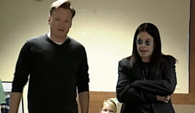 Conan O’Brien and Ozzy Osbourne standing side-by-side in 2001