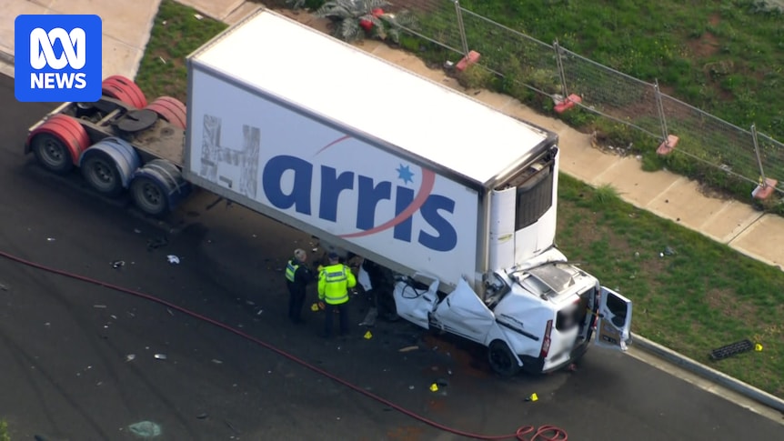 One person dead after van crushed under truck in crash at Ravenhall