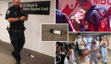 Mask-wearing biker unleashes bear spray during NYC subway clash