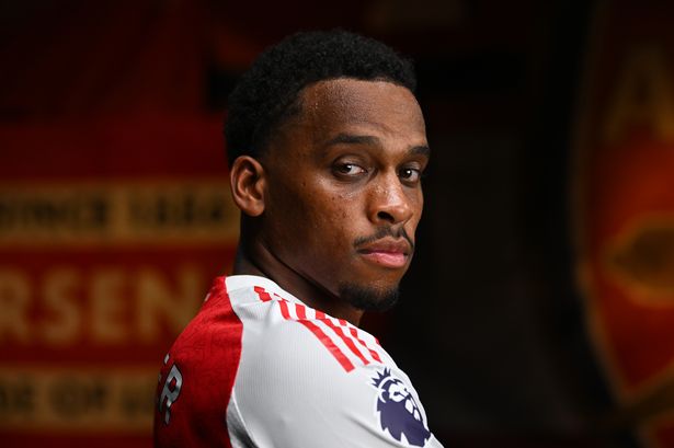 ST ALBANS, ENGLAND - AUGUST 12: Jurrien Timber of Arsenal during the Arsenal Premier League Headshots 25/26 at London Colney on August 12, 2025 in St Albans, England.  (Photo by Alex Burstow/Arsenal FC via Getty Images)