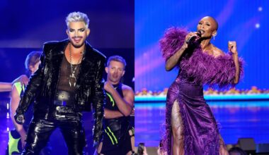 Adam Lambert and Cynthia Erivo separately performing onstage