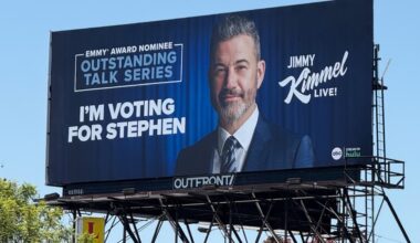 Jimmy Kimmel Puts Up Emmys Billboard for Stephen Colbert