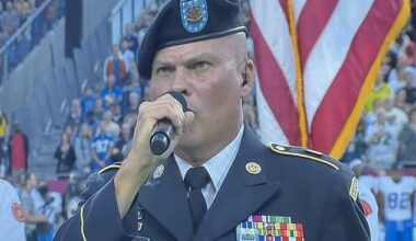 NFL fans mercilessly criticized an American troop's national anthem performance on Thursday