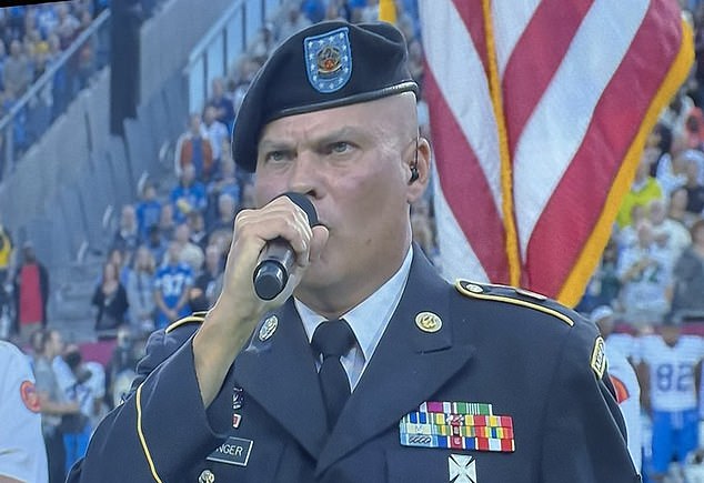NFL fans mercilessly criticized an American troop's national anthem performance on Thursday