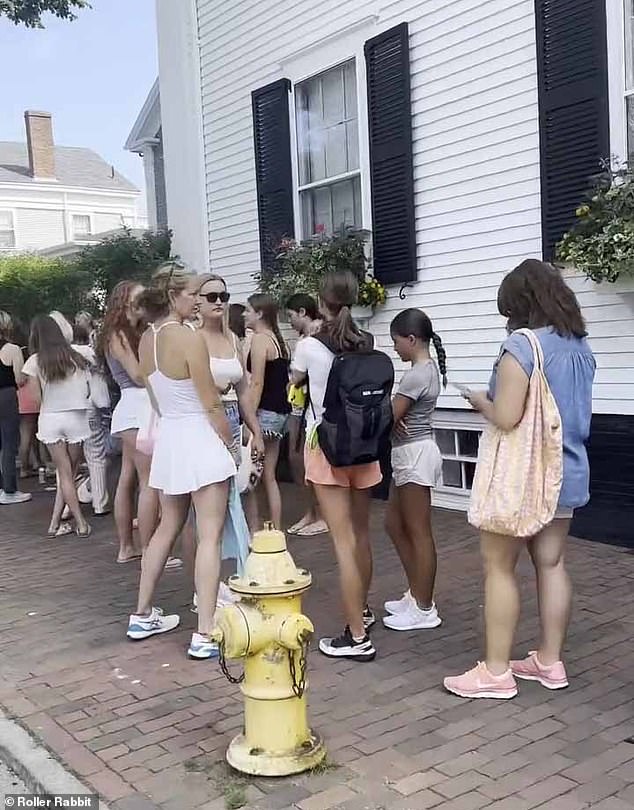 Nantucket Planning and Land Use Services (PLUS) director Leslie Snell said the ban does not apply to pop-ups, which is what Roller Rabbit now claims to be under the rebrand 'The General Store by RR' (pictured: line for the boutique)