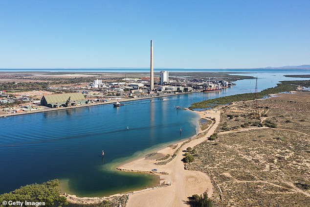The commercial dock and lead smelter at Port Pirie in South Australia