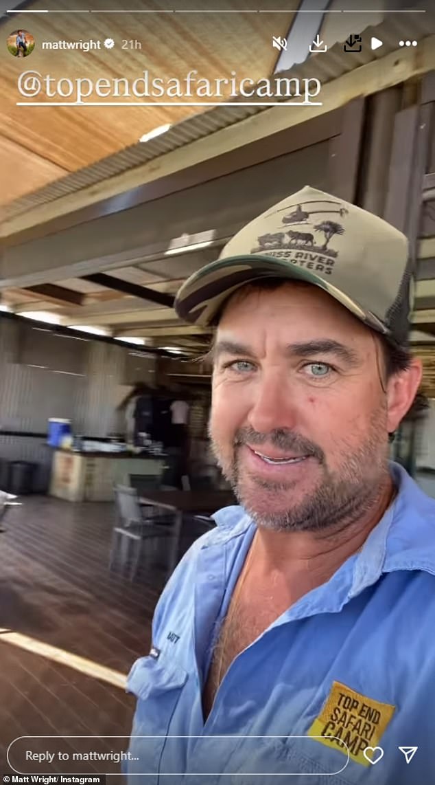 Wright posted videos of him and his family relaxing at Top End Safari Camp this weekend on Instagram just hours before his trial commenced