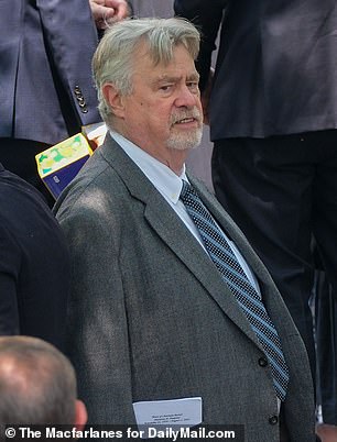 Ed greeted mourners on the steps of the church