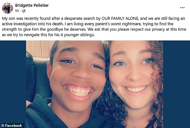 On Saturday night his mother posted a statement online