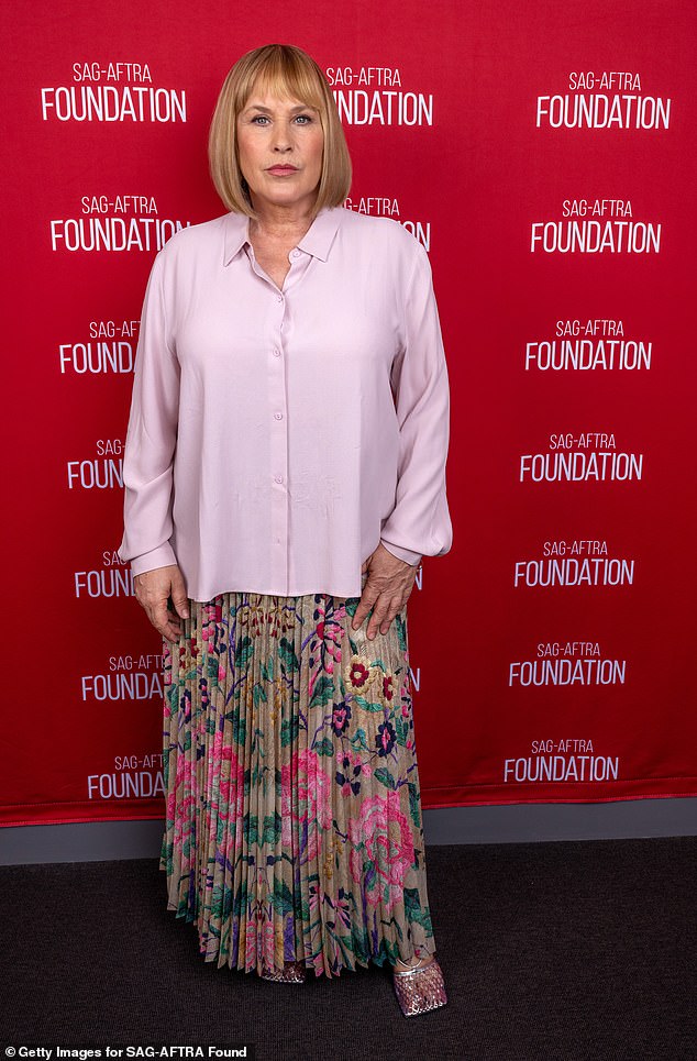 She went for a mature and conservative look for the event by pairing her new hairstyle with a long-sleeved shirt and a floor-length floral skirt