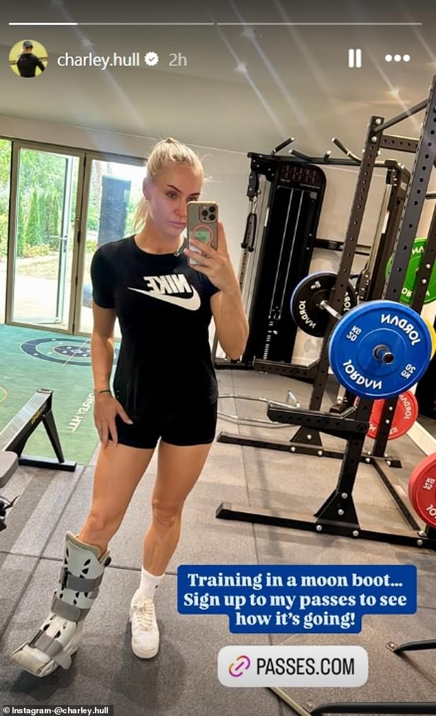 Charley Hull shared a picture of herself in a walking boot at the gym on Monday