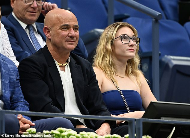 The 21-year-old watched Novak Djokovic's victory against Learner Tien with Agassi