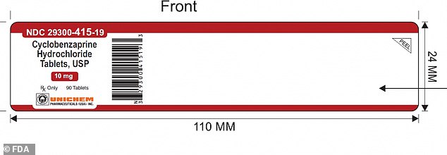 The above shows a label for Cyclobenzaprine Hydrochloride tablets