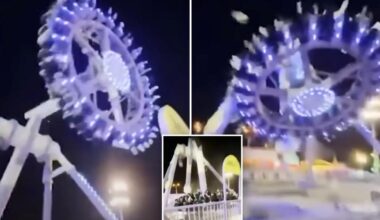 Amusement park ride snaps in half, injuring more than 20 as horrified onlookers run for cover: video