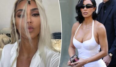 Kim Kardashian shows off blond hair transformation