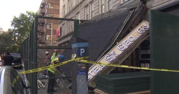 Video shows hotel awning collapse over Brooklyn Heights subway station entrance