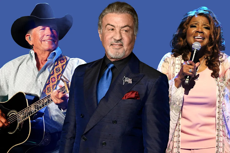 From left: George Strait, Sylvester Stallone and Gloria Gaynor