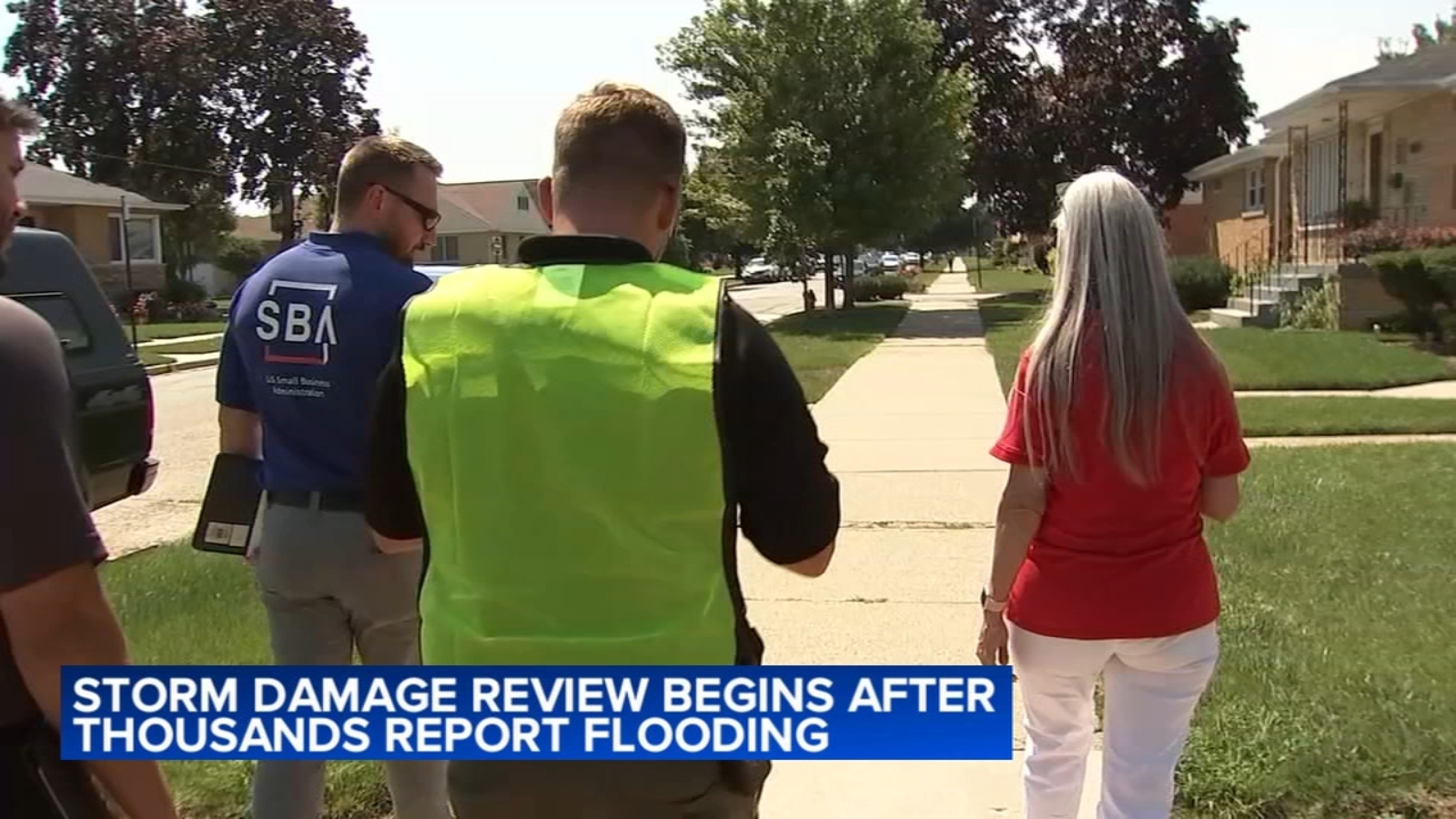 FEMA, Chicago, Illinois, Cook County emergency services assessing flood damage from July severe weather in Garfield Ridge area