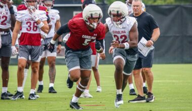 South Carolina football second practice, featuring Rahsul Faison