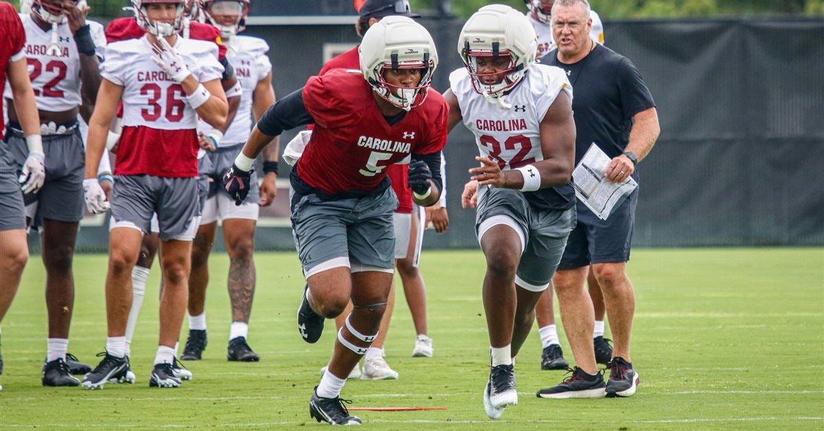 South Carolina football second practice, featuring Rahsul Faison