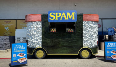 Score a freebie from this seven-foot-tall Spam musubi in L.A. today and tomorrow