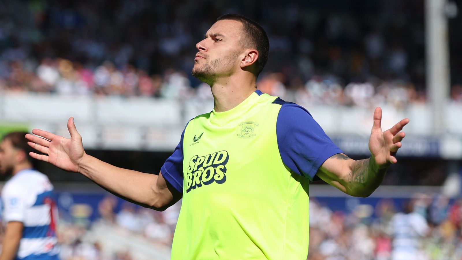 Milutin Osmajic celebrates after equalising for Preston at Loftus Road